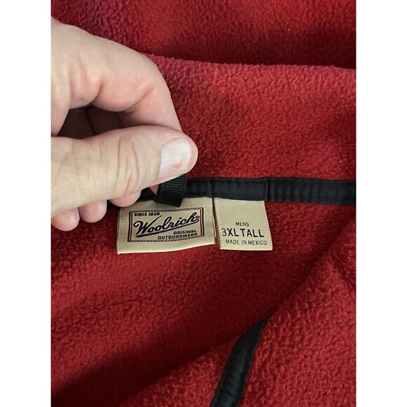 VTG Woolrich Polartec Pullover Mens 3XLTALL Fleece 1/4 Snap Red Black JACKET - Picture 8 of 12